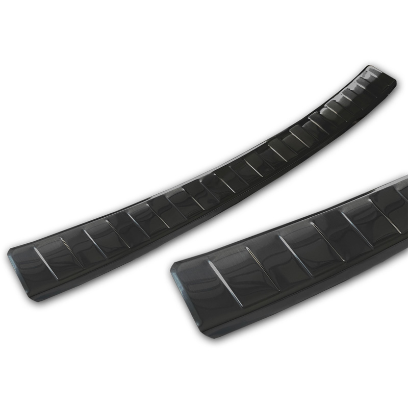 Black Stainless Steel Rear bumper protector  Opel Corsa F Edition/Elegance HB 5-doors 2019- 'Ribs' (excl. Equipment Ultimate)
