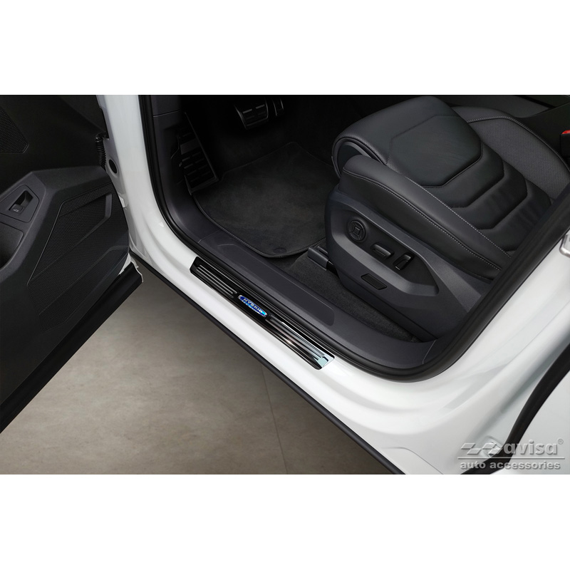 Black Inox door sill protectors  Volkswagen Touareg III 2018- 'Hybrid' - 4-pieces