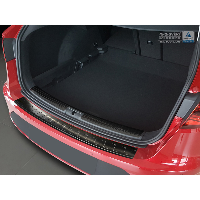 Zwart RVS Achterbumperprotector  Seat Leon (5F) ST 2013-2017 & 2017- 'Ribs'