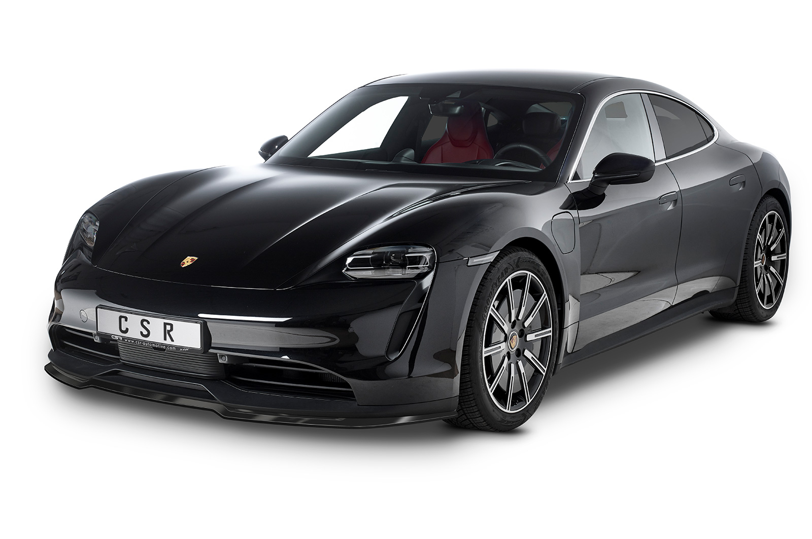 Voorspoiler Porsche Taycan / Taycan 4S CSR glans Zwart