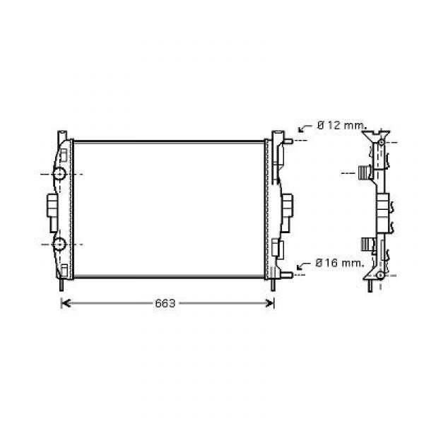 Radiator MEGANE II+SCENIC 02->> 590x451x18 1.6AUTOMAAT/2.0/1.5/1