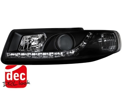 Koplampen Seat Leon/Toledo DRL look Devil Eyes Zwart