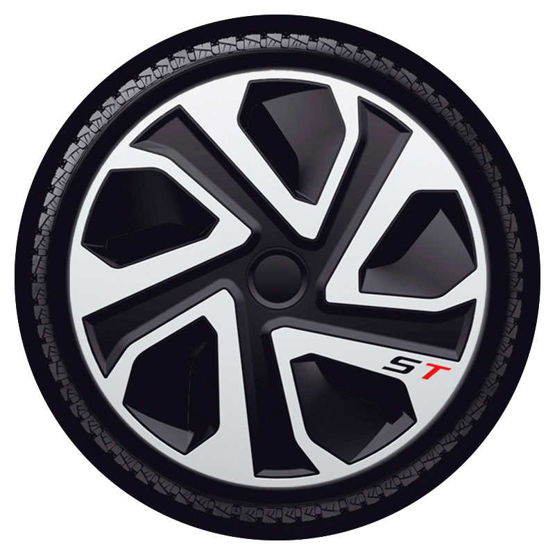4-Delige J-Tec Wieldoppenset ST 13-inch zilver/zwart