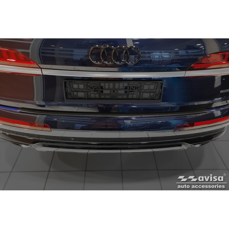 Black Stainless Steel Rear bumper protector  Audi Q7 (4M) 2015-2019 & FL 2019- incl. S-Line