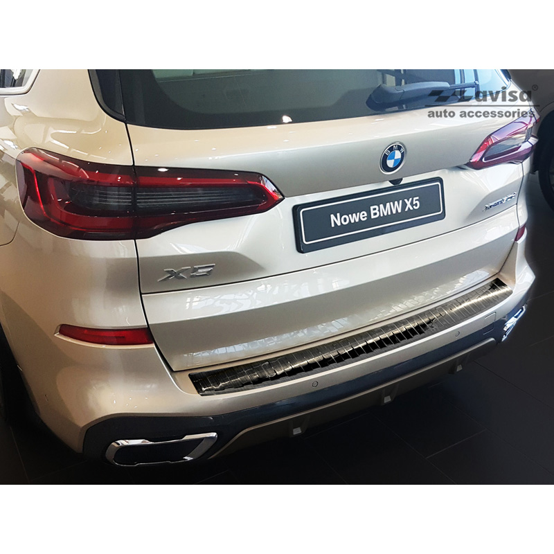 Black Stainless Steel Rear bumper protector  BMW X5 (G05) M-Package 2018- excl. M-Competition 'Ribs'