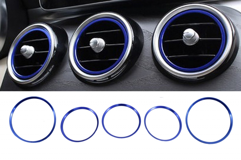 Ventilatie rooster ringen Mercedes A Class W176 B Class W246 CLA Class C117 and GLA Class X156 Blauw