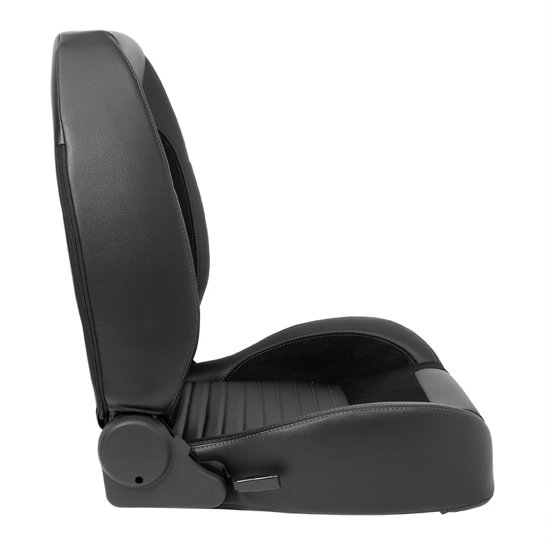 Sport seat 'Classic II ' - Black Synthetic Leather + Suede + Grey stitching - Right-side reclinable back-rest - incl. slides