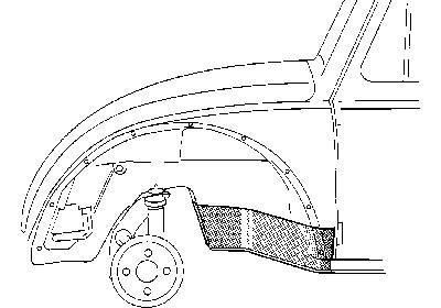 plaat achter voorwiel, links VW Kever