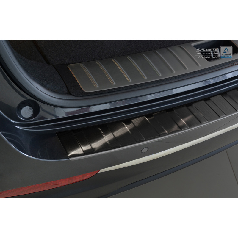 Black Stainless Steel Rear bumper protector  Kia Optima Combi 2016- 'Ribs'