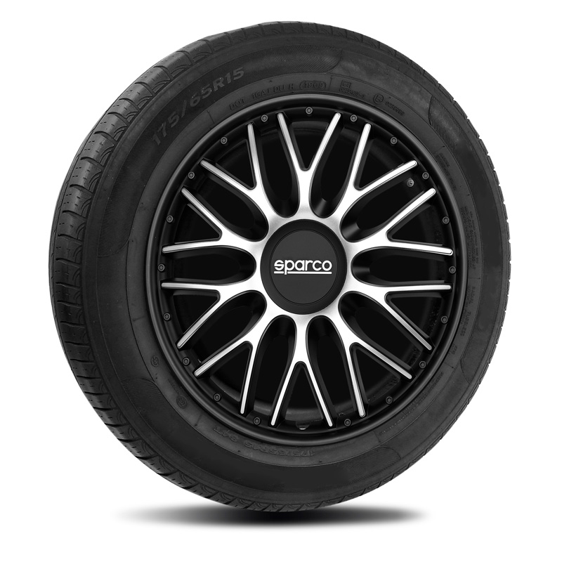 Sparco Wheel Covers Roma - 14-inch - Silver/Black - Set of 4 pieces