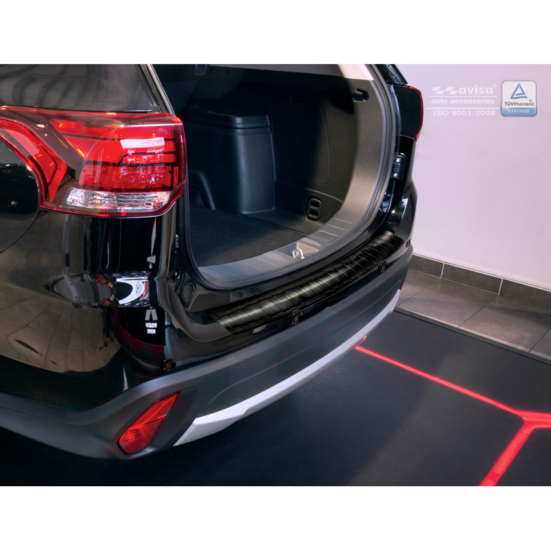 Black Stainless Steel Rear bumper protector  Mitsubishi Outlander III Facelift 2015- 'Ribs'