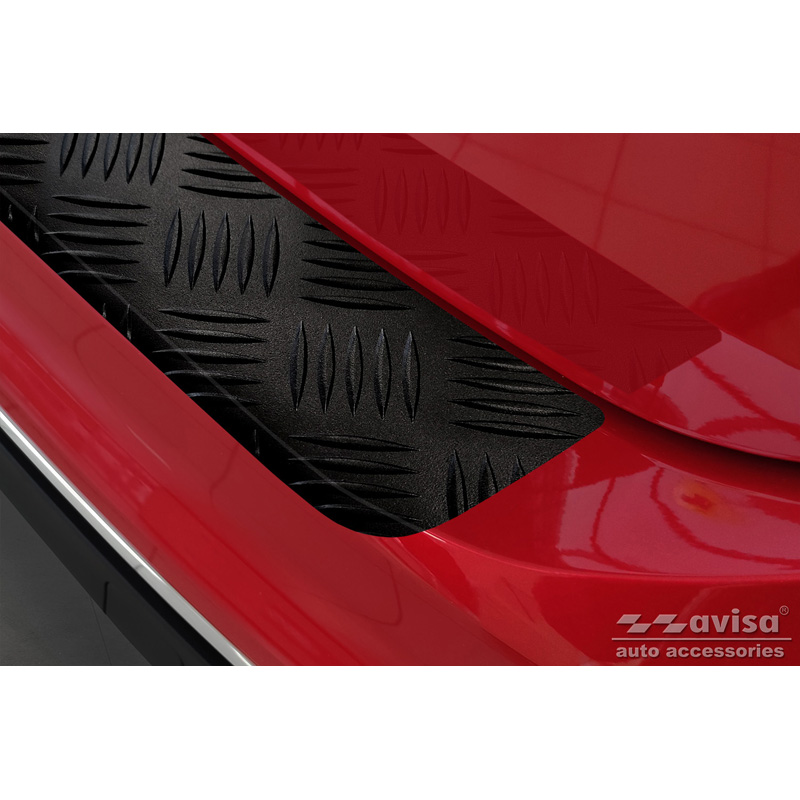 Matt Black Aluminum Rear bumper protector  Volkswagen Tiguan II incl. Allspace & R-Line 2016-2020 & FL 2020-2024 'Riffled Plate'