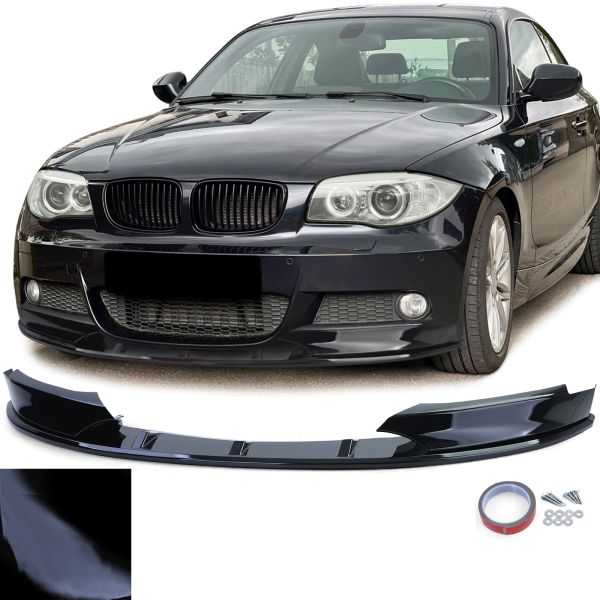 Voorspoiler M Look BMW 1 Serie E82 E88 11-13 Glans Zwart