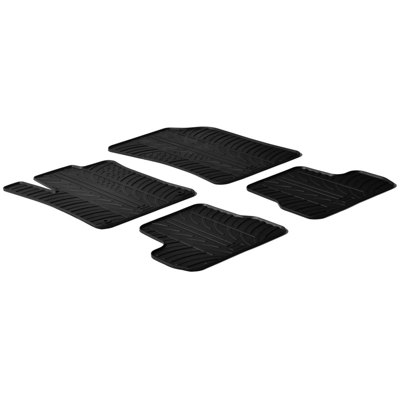 Rubber car mats set  Citroen C3 2010-10/2016 (T profile 4-pieces + mounting clips)