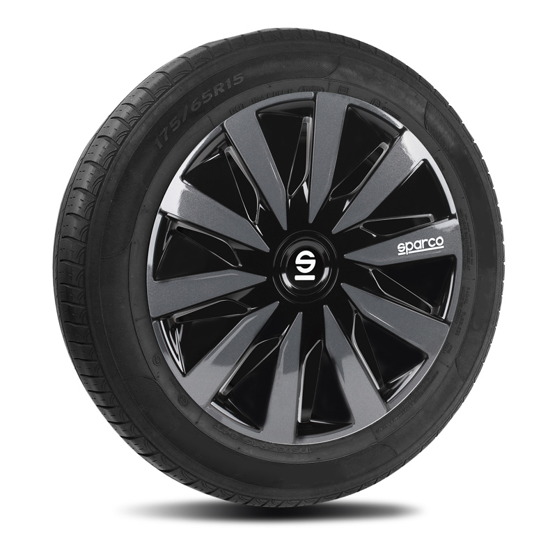 Sparco Wieldoppen Lazio - 15-inch - Zwart/Grijs - Set van 4 stuks