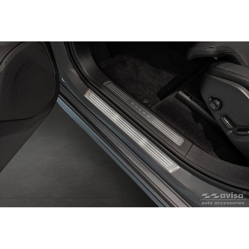 Inox door sill protectors  Volvo XC90 II 2015-2019 & all Facelift models - 'Lines' - 4-pieces