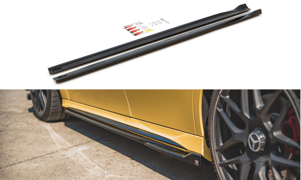 Zijskirts Mercedes A Klasse W177 A45 S AMG Glans Zwart Maxton