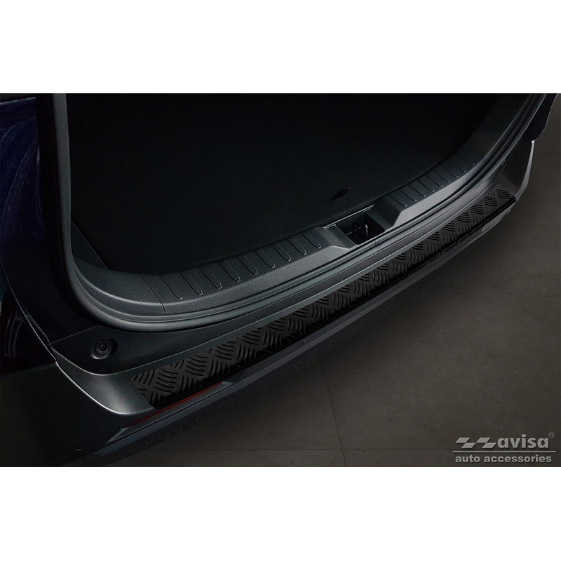Matt Black Aluminum Rear bumper protector  Toyota RAV4 (5th Gen.) 2018- & Suzuki Across 2020- 'Riffled Plate'