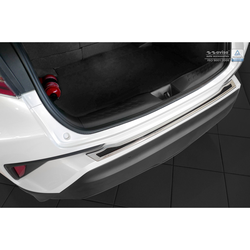 Stainless Steel Rear bumper protector 'Deluxe'  Toyota C-HR 2016-2019 & Facelift 2019-2023 Chrome/Black Carbon