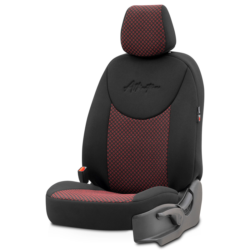 Universal Fabric Seat cover set 'Attraction' Black/Maroon - 11-pieces -  Side-Airbags
