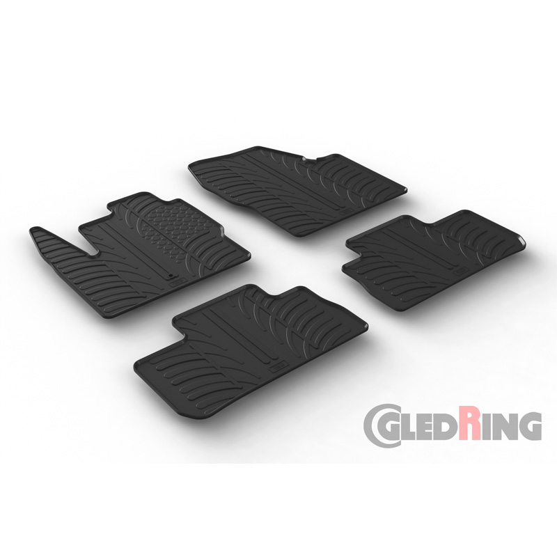 Rubber car mats set  Landrover Freelander II 2007- (T profile 4-pieces + mounting clips)