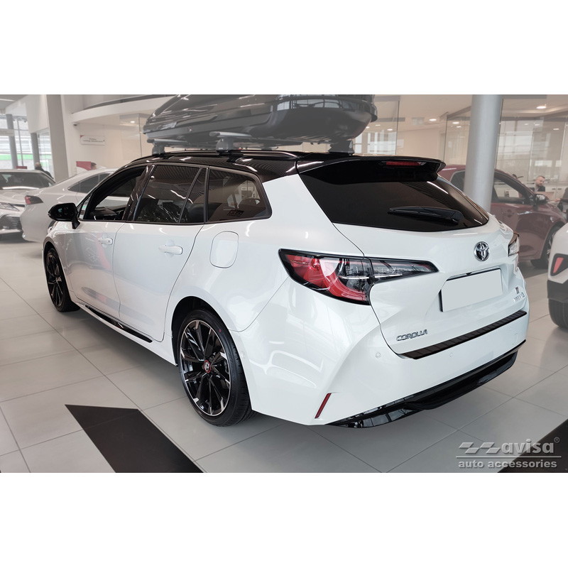 Matt Black Stainless Steel Rear bumper protector  Toyota Corolla XII Combi 2019- (incl. GR Sport) & Suzuki Swace Combi 2020- 'Ribs'