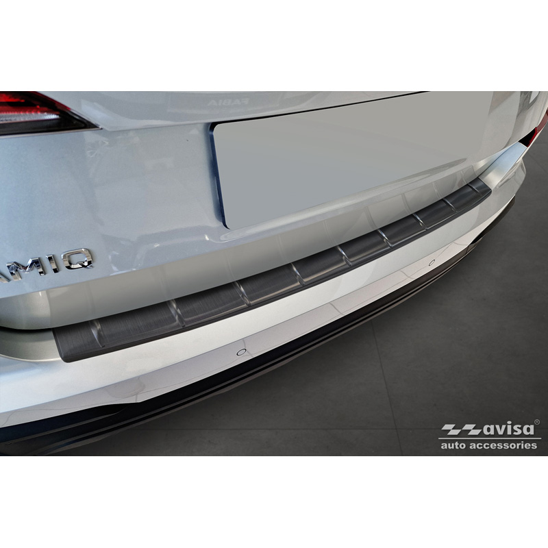 Black Stainless Steel Rear bumper protector  Skoda Kamiq Facelift 2023- 'Ribs'