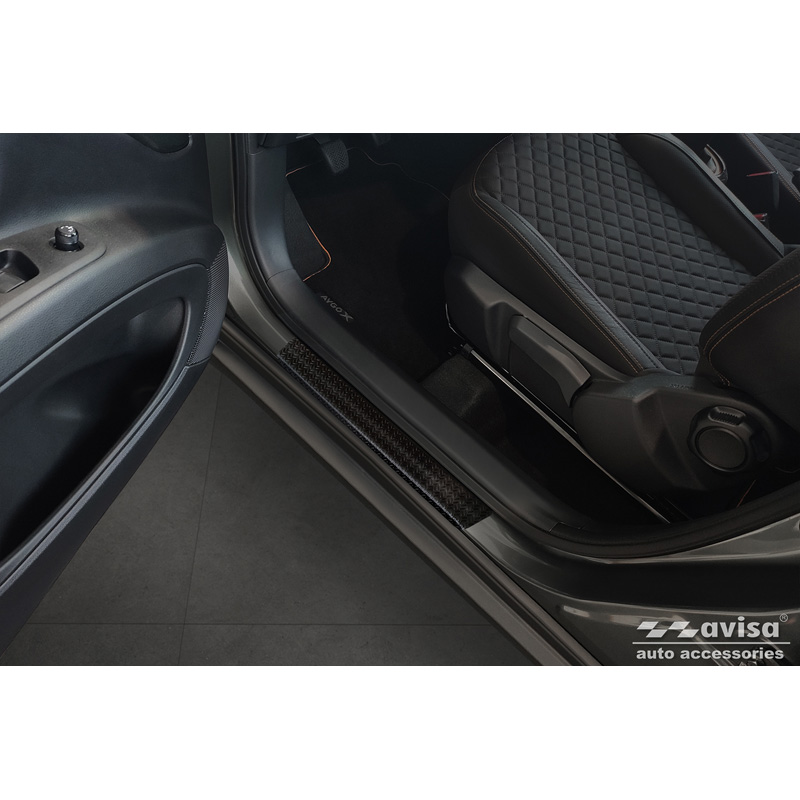 Aluminium door sill protectors 'Riffled Plate'  Toyota Aygo X 2022- - 4-pieces - Black