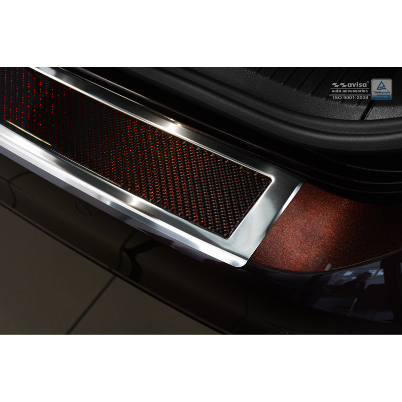 Stainless Steel Rear bumper protector 'Deluxe'  Volkswagen Passat 3G Variant 2014-2023 Chrome/Red-Black Carbon