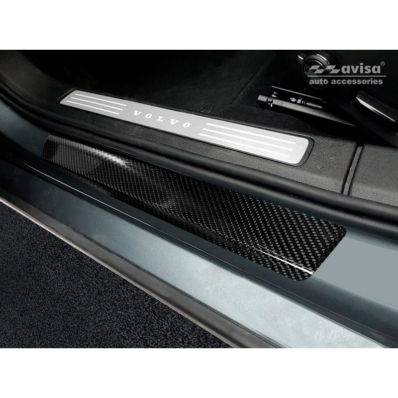 3D Black Carbon Door sill protectors  Volvo S60 III & V60 II 2018- 4-pieces