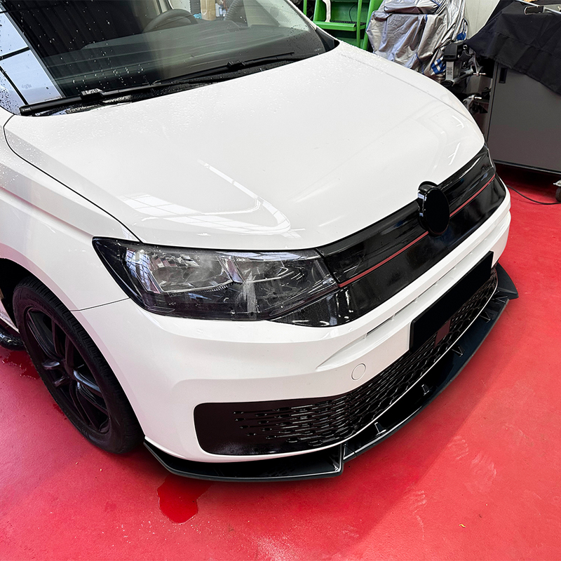 Front spoiler lip  Volkswagen Caddy V 2020- (Glossy Black ABS)