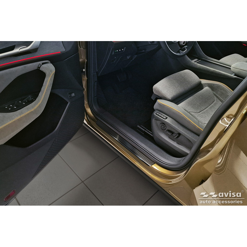 Zwart RVS Instaplijsten  Skoda Kodiaq II (PS7) 2024- 'Lines' - 4-delig