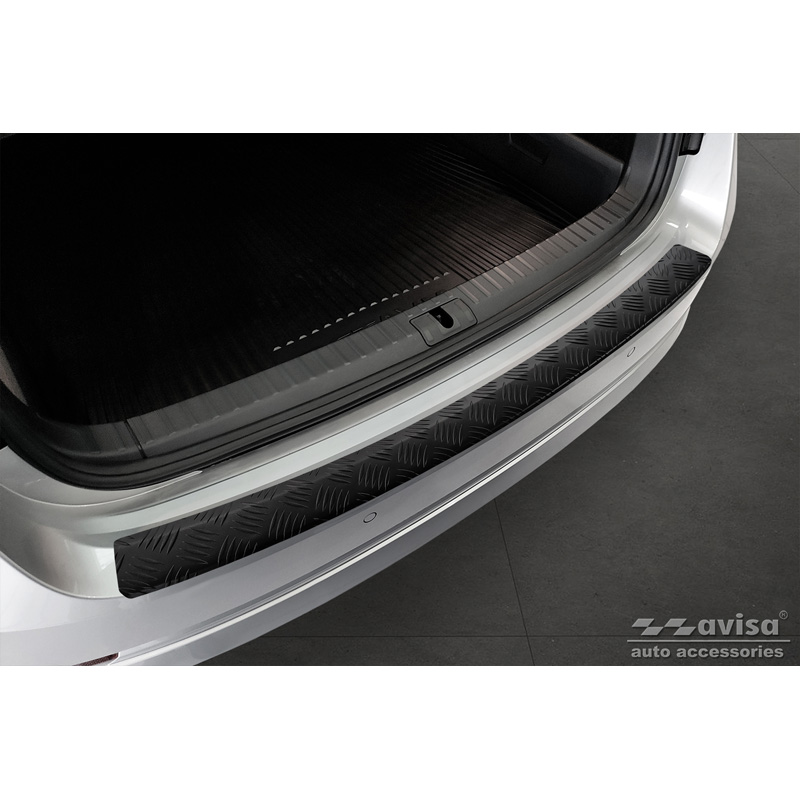 Matt Black Aluminum Rear bumper protector  Skoda Octavia IV Kombi 2020-2024 & FL 2024- (incl. RS, excl. Scout) 'Riffled Plate'