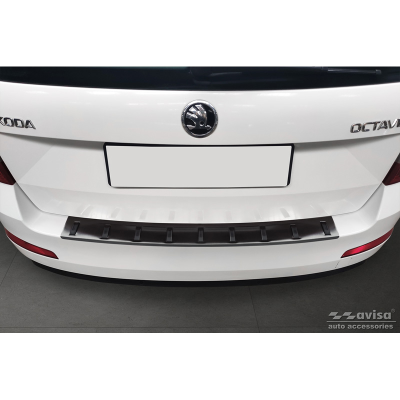 Black Stainless Steel Rear bumper protector  Skoda Octavia III 2013-2017 'STRONG EDITION'