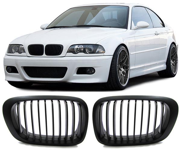 Grill Nieren BMW E46 coupe/cabrio 99-03 Mat Zwart