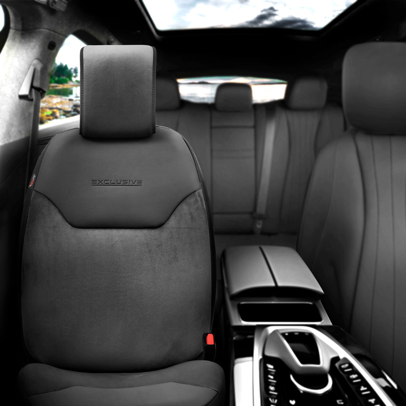 Universal Protective Seat Cover 'Exclusive' Black Suède/Leather - single piece