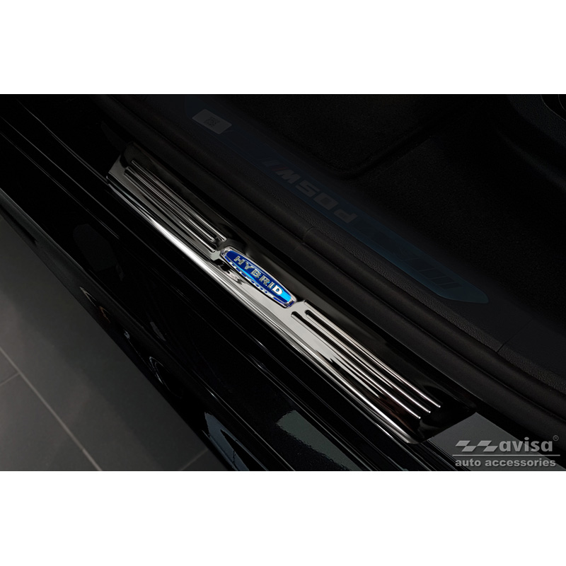 Black Inox door sill protectors  BMW X6 G06 2019- 'Hybrid' - 4-pieces