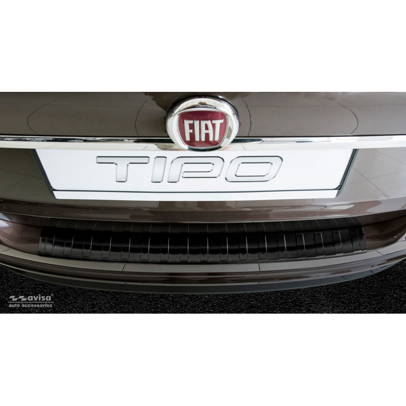 Black Stainless Steel Rear bumper protector  Fiat Tipo Sedan 2016-2020 & FL 2020- 'Ribs'