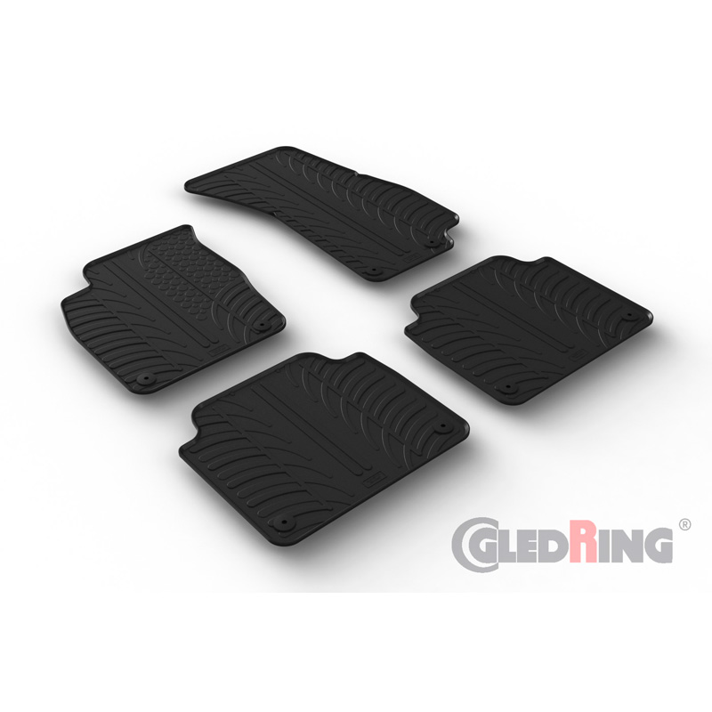 Rubber car mats set  Audi A8 (4N) 2018- (T profile 4-pieces + mounting clips)
