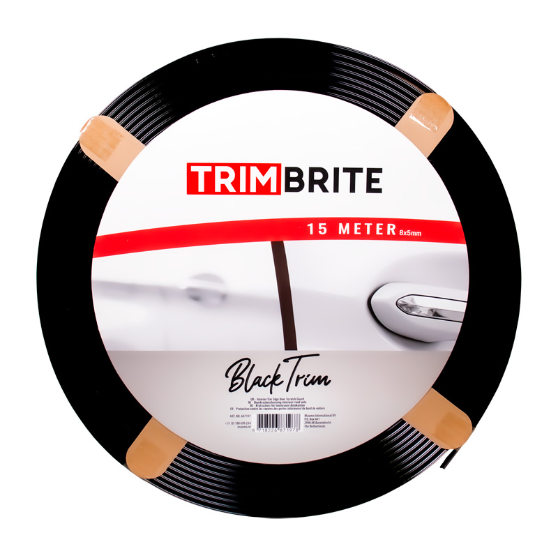 Trimbrite Adhesive Interior & Exterior Strip - Black - Roll of 15 meter - U-profile 8x5mm