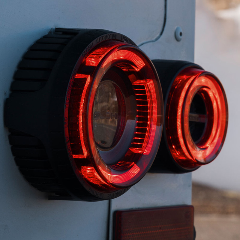 Glohh GL-2 LED Tail Lights  Landrover 90/110 1983-1990 & Defender (LD) 1990-2016 - Red/Smoke (6-pieces)
