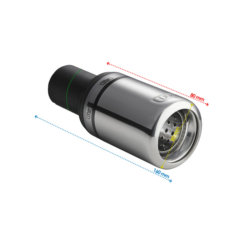 Ulter Sport Uitlaatsierstuk - Rond Ø80mm Type 2 - Lengte 80mm - Montage ->50mm - RVS