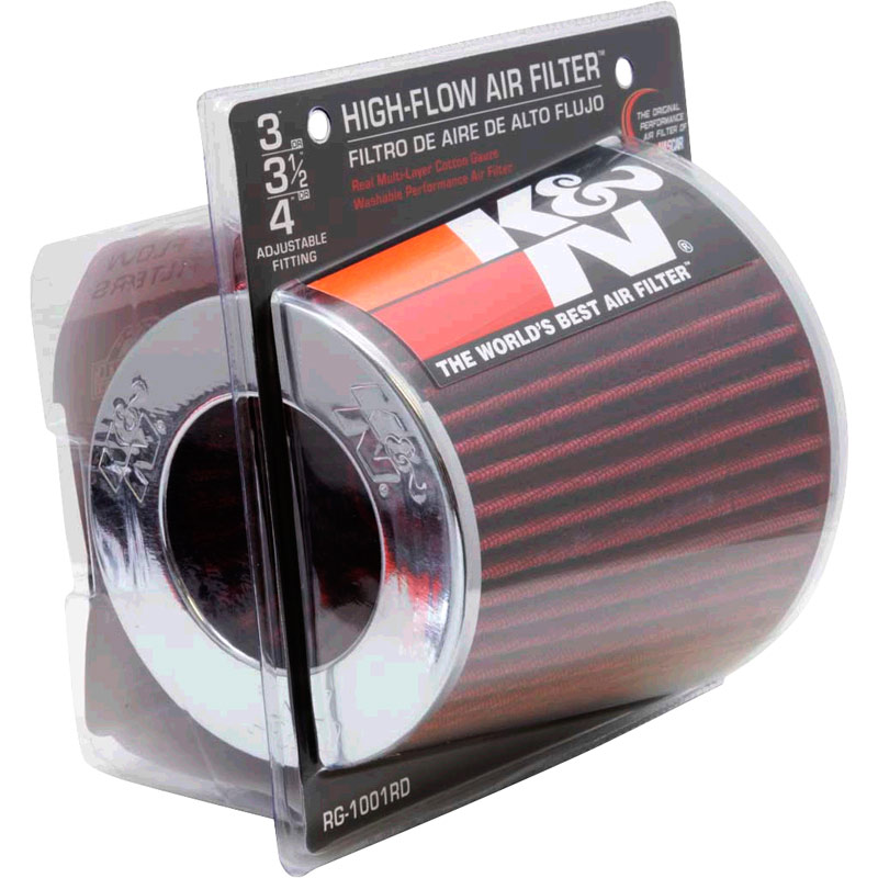 K&N RG-Serie Universal air-Filter with 3 Installation diameters Red (RG-1001RD)