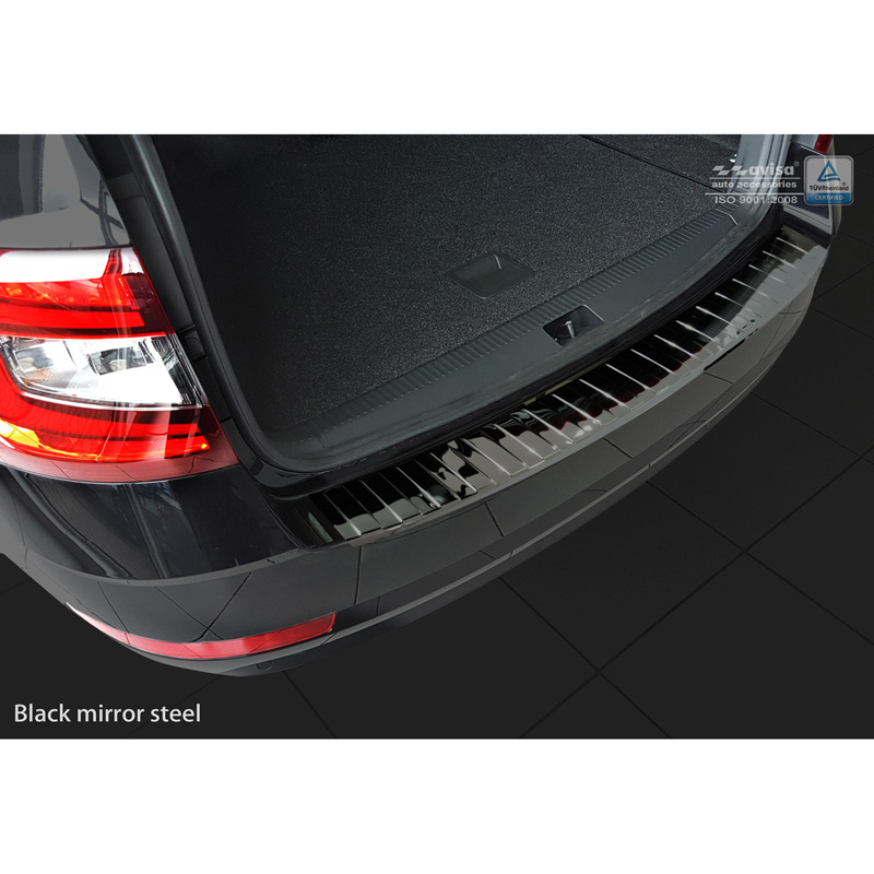 Zwart-Chroom RVS Achterbumperprotector  Skoda Octavia III Kombi Facelift 2017-2020 'Ribs'