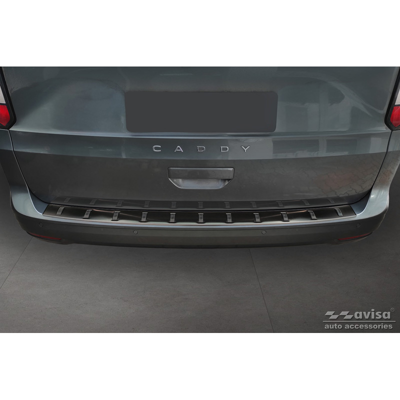 Black Stainless Steel Rear bumper protector  Volkswagen Caddy V Cargo & Combi 2020- 'STRONG EDITION'