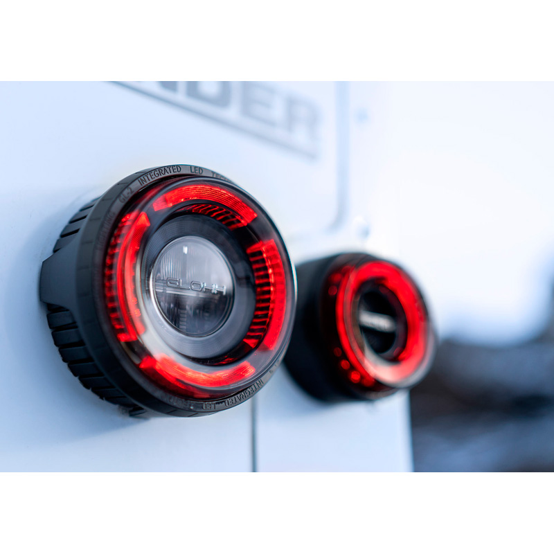 Glohh GL-2x LED Tail Lights  Landrover 90/110 1983-1990 & Defender (LD) 1990-2016 - Black (6-pieces)