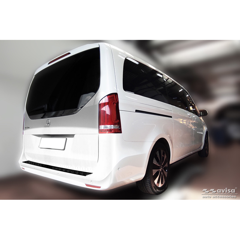 Black Mirror Stainless Steel Rear bumper protector  Mercedes Vito / V-Class 2014-2019 & Facelift 2019- 'Ribs' 'XL'