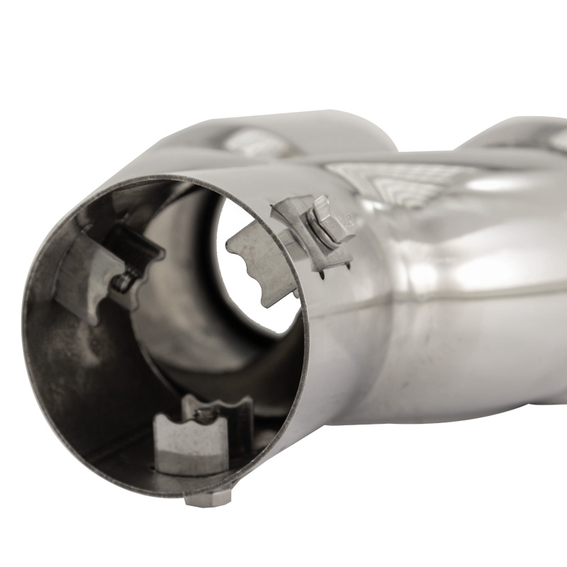 Simoni Racing Uitlaatsierstuk Dubbel Rond/Schuin RVS - Ø76xL230mm - Montage ->58mm