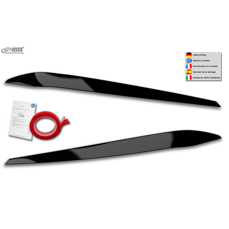 Koplampspoilers  Volkswagen Touran (5T) 2015- (LED) (ABS Glanzend Zwart)