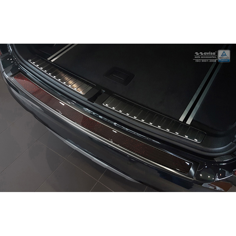 Stainless Steel Rear bumper protector 'Deluxe'  BMW X3 F25 2014-2017 Black Mirror/Red-Black Carbon